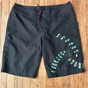 The North Face Board Shorts Swim Womens 10 Floral Graphic Black Y2K Beach